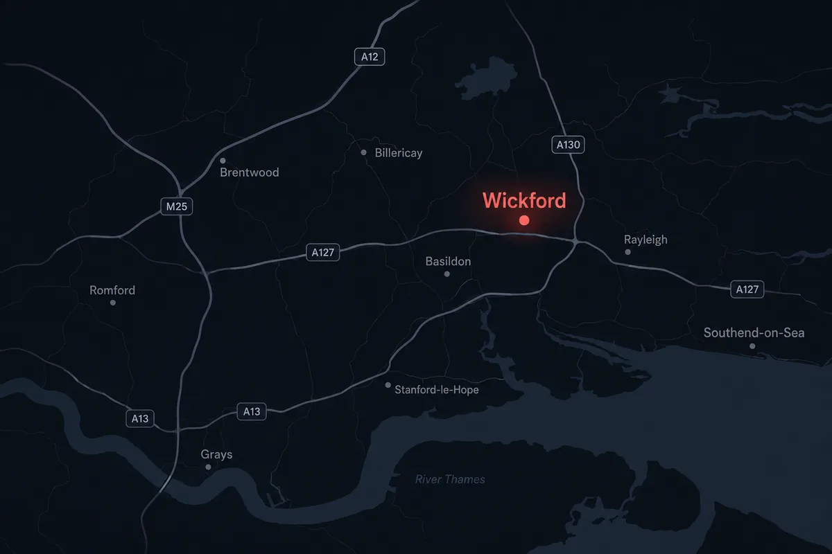 Map showing Wickford as the base location.